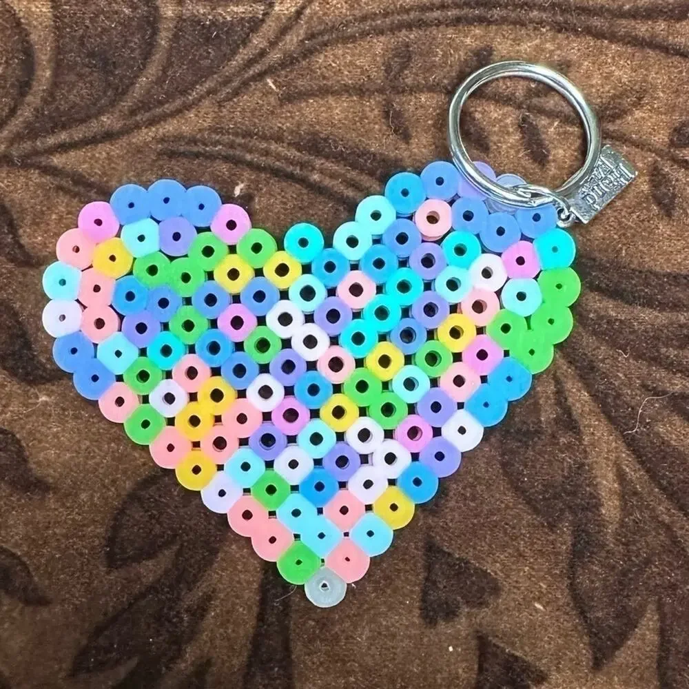 Handmade charm heart keychain multi color